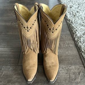 Suede Fringe Cowgirl Boots